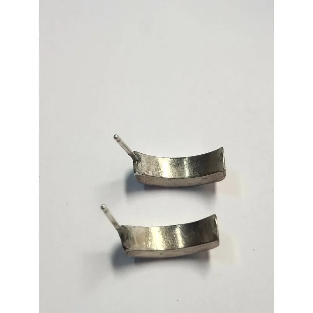 Sterling Silver 925 Opal Inlay Half Hoop Earrings Multi